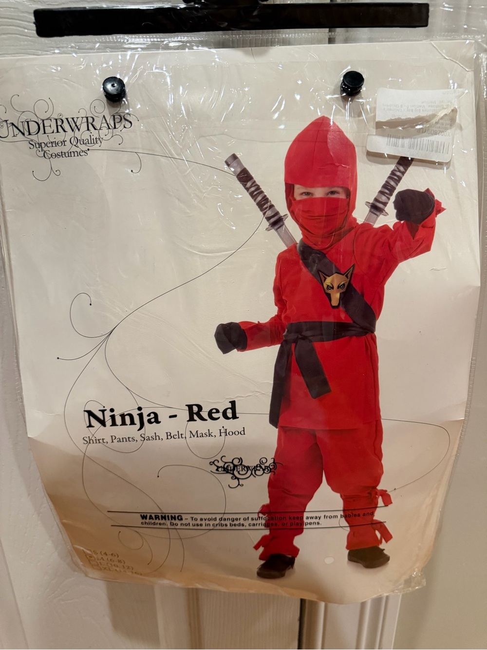 Kids' Red Ninja Costume - Shirt, Pants, Sash, Belt, Mask & Hood